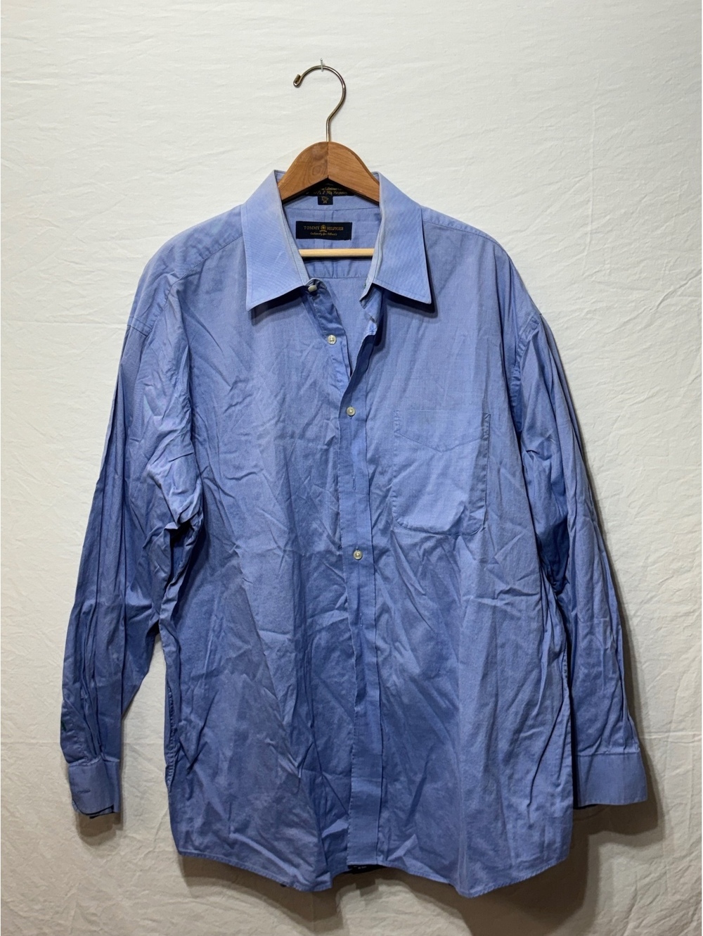 Vintage Tommy Hilfiger Blue Pinpoint Oxford 17.5